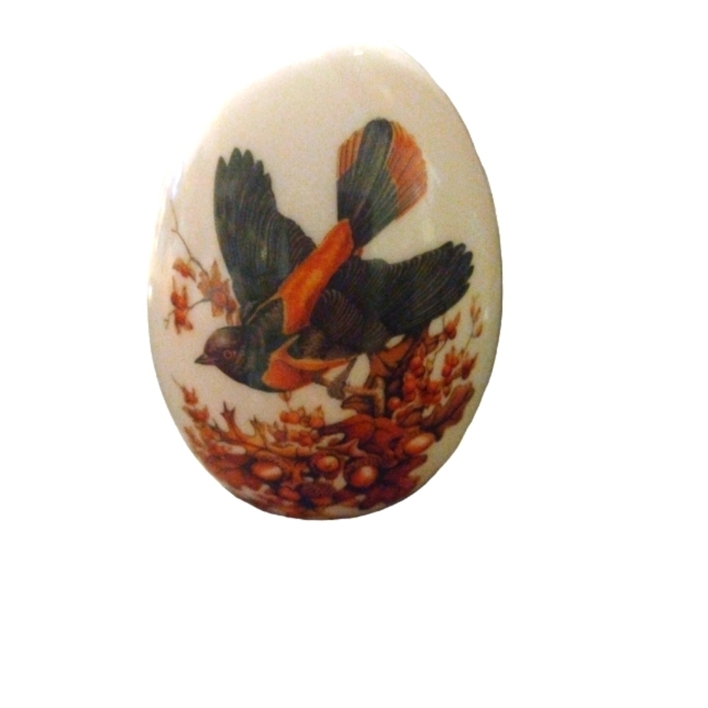 Vintage Avon Porcelain Painted Egg (1984 For Seasons Collection) 3.5"